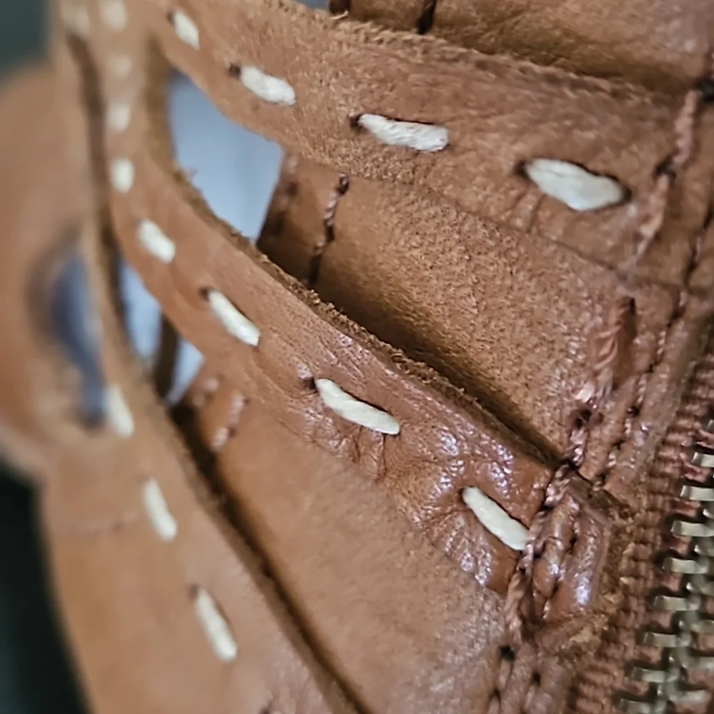 Frye Naomi Pickstitch Whiskey Colored Leather Ankle Boots - Picture 9 of 11